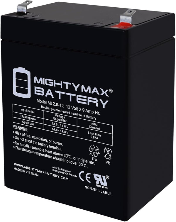 Mighty Max Battery 12V 2.9AH F1 SLA Replacement Battery Compatible with Invacare Reliant 450 Patient