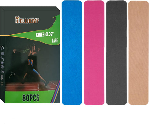 Kinesiology Tape Precut, 80 Strips, Elastic Pro Athletic Tape for Knee, Elbow Muscle & Joints Support