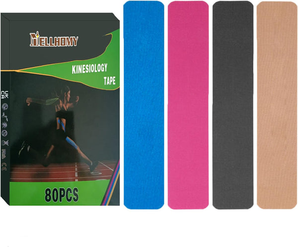 Kinesiology Tape Precut, 80 Strips, Elastic Pro Athletic Tape for Knee, Elbow Muscle & Joints Support