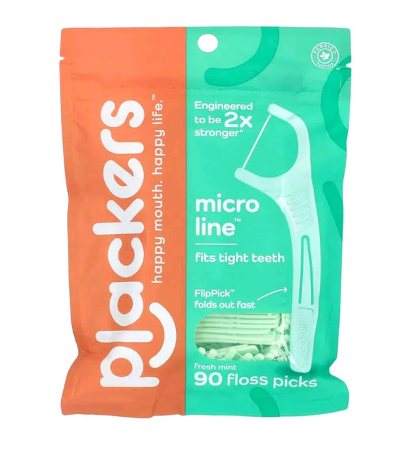 PLACKERS Micro Mint Dental Flossers, Freshens Breath, 90 Each