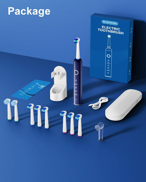 MCUDKIK 5 2-Minute 8 (2 Rotating Electric Toothbrush for Adults, Rechargeable Power Toothbrush with Cleaning Modes