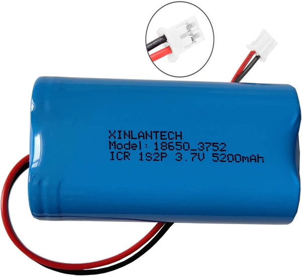 3.7V 5200mAh Rechargeable Lithium Battery Pack with JST PH2.0-2Pin Plug for Bluetooth Speaker, Solar Light