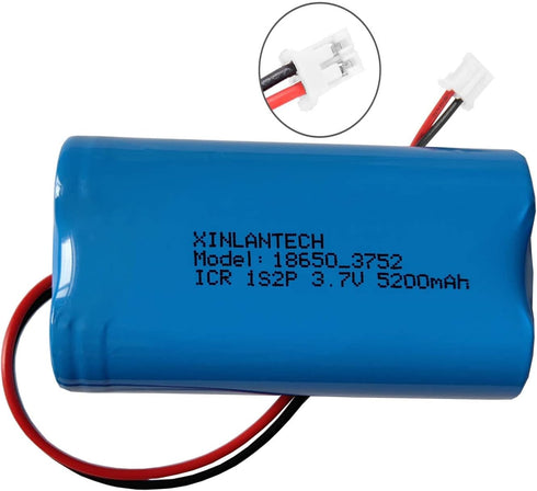 3.7v 5200mah Rechargeable Lithium Battery Pack with JST PH2.0-2Pin Plug for Bluetooth Speaker, Solar Light, Outdoor
