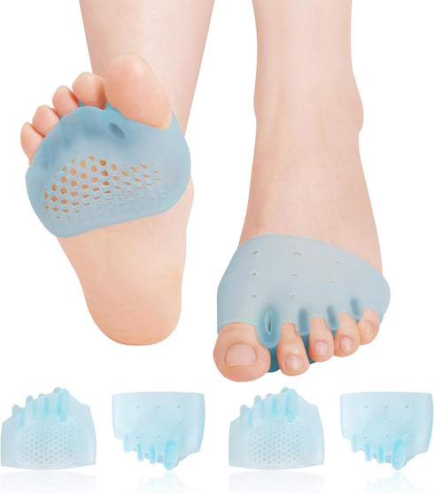 JUMPOW Metatarsal Pads - 2 Pairs Soft & Durable Ball of Foot Cushions for Pain Relief, Gel Toe Separator Spacers