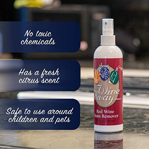 Wine Away Red Wine Stain Remover - Perfect Cleaner Spray for Fabric Upholstery and Carpet - 12 and 2 Ounce