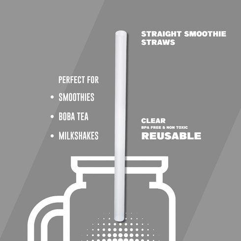 Clear Jumbo Smoothie Straws, 100 Pack of 9'' Disposable Wide-mouthed Large Milkshake Straws