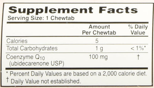 100mg ChewQ Chewable CoQ10 (60 Count) - Advanced Technology for Greater Absorption, Vegetarian Friendly