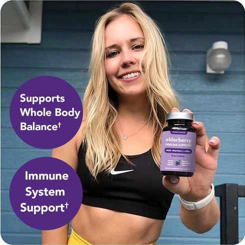 Vitamin Bounty Organic Elderberry Capsules for Adults - Immune Support with Vitamin C, Zinc & Echinacea - 60 Capsules