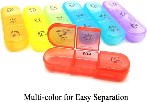 Wopanxye 7-Day 3 21 Travel Pill Organizer, Times a Day, AM PM Pill Box Tray with One-Side Large Opening for Easy