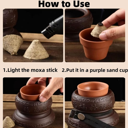 MOTRING Moxibustion Purple Sand Pot Acupoint Holder Suspended by Ginger Salt