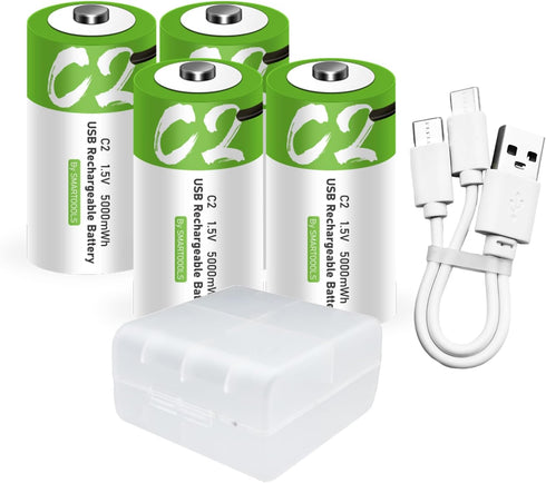 Lankoo 4pcs C Battery USB Type-C C Rechargeable Batteries, High Capacity 1.5V 3300mAh