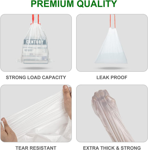 Magesh 4 Cinch 44 Count, Drawstring Small Trash Bags, Gallon Drawstring Extra Thick Garbage Bags Unscented, Quick
