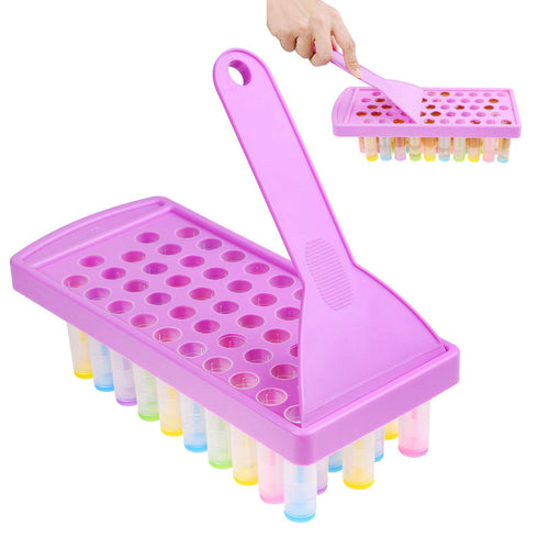 Kare & Kind Lip Balm Crafting Kit, Easy Filling Tray and Spatula, 50 Empty Tubes with Caps (10x5 Colors)