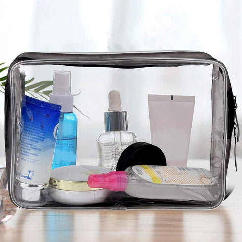 5 Packs Clear TSA Approved Cosmetics Bag - Portable Waterproof Makeup Pouch for Travel, Bathroom, Organizing