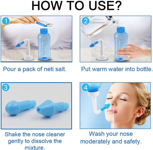 Nasal Wash Bottle, Abnaok Sinus Rinse and Nasal Irrigation Device, Perfect for Adult & Kid (500ML Blue)