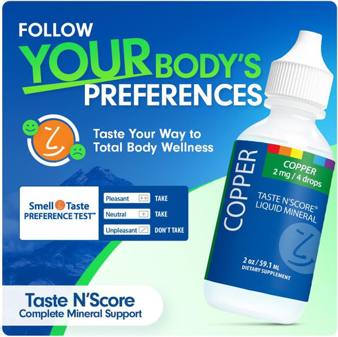 Taste N' Score Copper Liquid Ionic Supplement - 100% Pure, 2 mg, 177 Servings