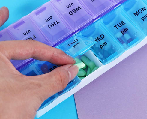 UXCONGOID 2 7 Large Pill Organizer Times a Day, Weekly Pill Organizer Daily Pill Box Day Medicine Organizer Box, AM PM