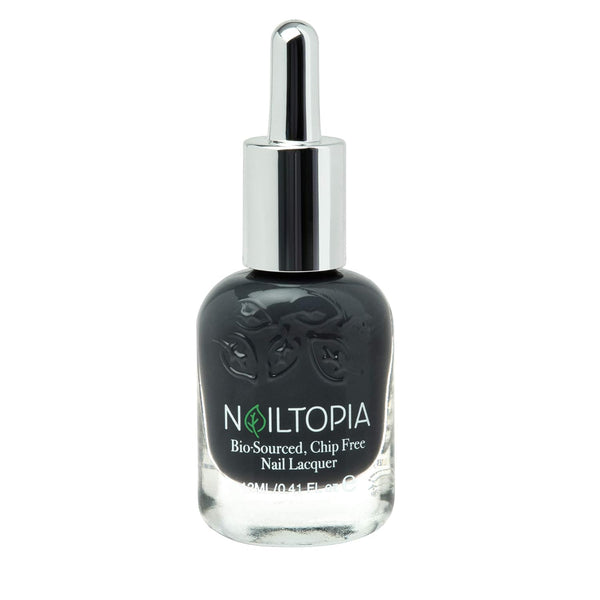 Nailtopia Plant-Based Chip Free Nail Lacquer - Back to Basics (Dark Grey) - Non Toxic, Long-Lasting, 0.41oz