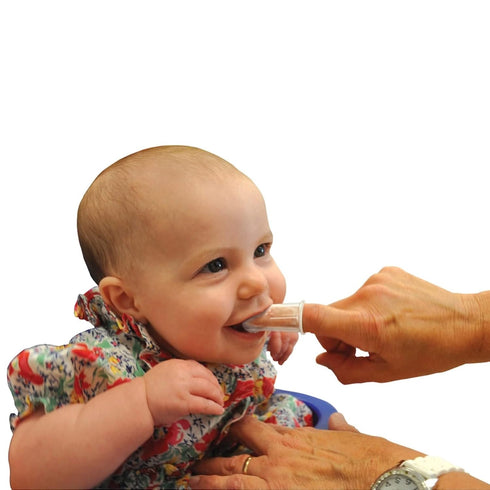 Brilliant Baby Finger Toothbrush - Silicone Gum Massager and Teether Brush for Babies and Toddlers, Clear, 2 Count