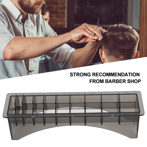 Rectangular Plastic Comb Storage Box, 10 Grid Clipper Guard Holder with Universal Base Tools for Barbershop