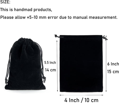 Tendwarm 20 Pcs Black Velvet Bags with Drawstring, 3.9x5.9 Inches Candy Jewelry Pouch Bags for Christmas Wedding Favors