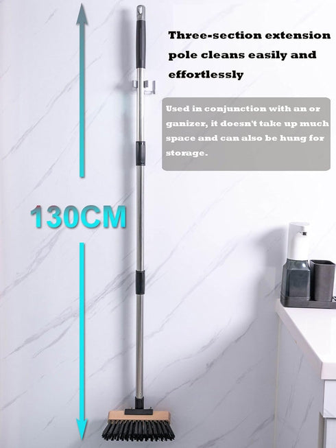Swimming Heavy Duty Push Broom Stiff Bristle Broom Brush with Solid Wood Broom Head Indoor Outdoor Floor Scrubber