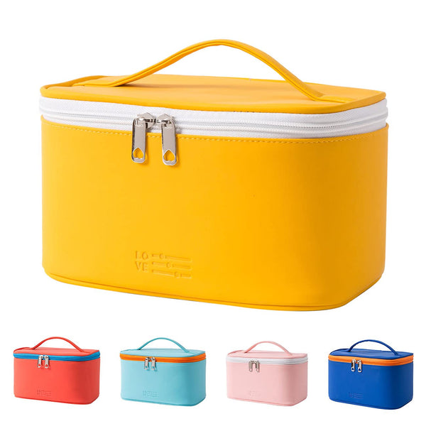 Meiyuuo Small Makeup Bag for Women, Waterproof Zipper Pouch for Purse Essentials, Cute (Bright Yellow)