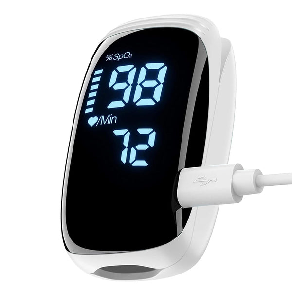 Pulse Oximeter Fingertip, Rechargeable Oxygen Meter, Accurate Blood Oxygen Saturation Monitor for Sports (White)