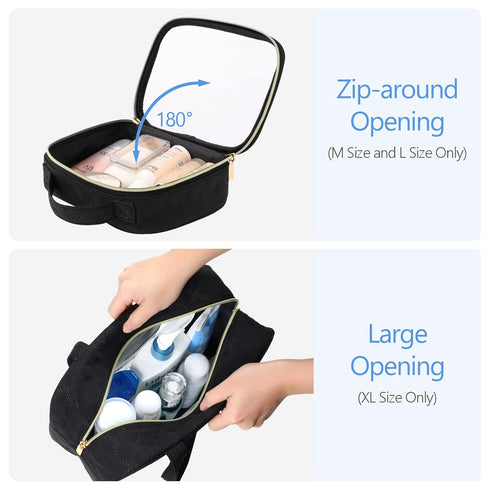 PACKISM Clear Toiletry Bags - 3 Pack Waterproof Clear Makeup Bags with Handle, Large Opening Travel Accessories, Black