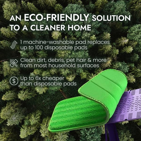 Reusable Floor Mop Pads, Swiffer Wet Jet Compatible Refills, 2 Pack, 12-inch Microfiber, Eco-Friendly