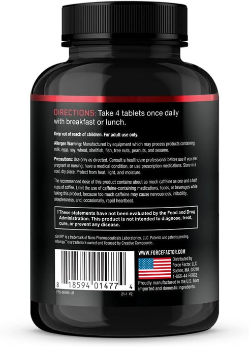 FORCE FACTOR Test X180 Boost - Testosterone Booster and Energy Supplement for Men, 120 Tablets