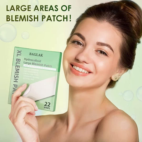 Large Blemish Patches - 22 XL Hydrocolloid Strips, Zit Stickers for Face, Facial Skin Care