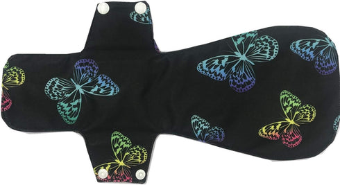 JUTESK 5pcs 14 Inch MUMBABY Overnight Charcoal Bamboo Mama Cloth/Menstrual Pads/Reusable Sanitary Pads (Black