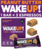 WAKE UP! Caffeinated Peanut Butter Protein Bars, Gluten Free, 350mg Caffeine, 6 Pack, Boosts Focus and Clarity