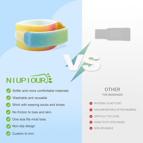 Hammer 8 Pack Niupiour Toe Correctors/Straightener for Women and Men - Fabric Buddy Toe Wraps for Broken, Curled, Toe