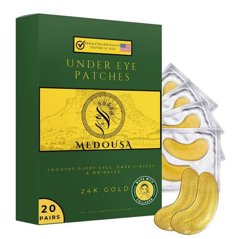 Under Eye Patches (20 Pairs) Golden Eye Mask with Collagen, Smooths Dark Circles, Puffy Eyes & Wrinkles