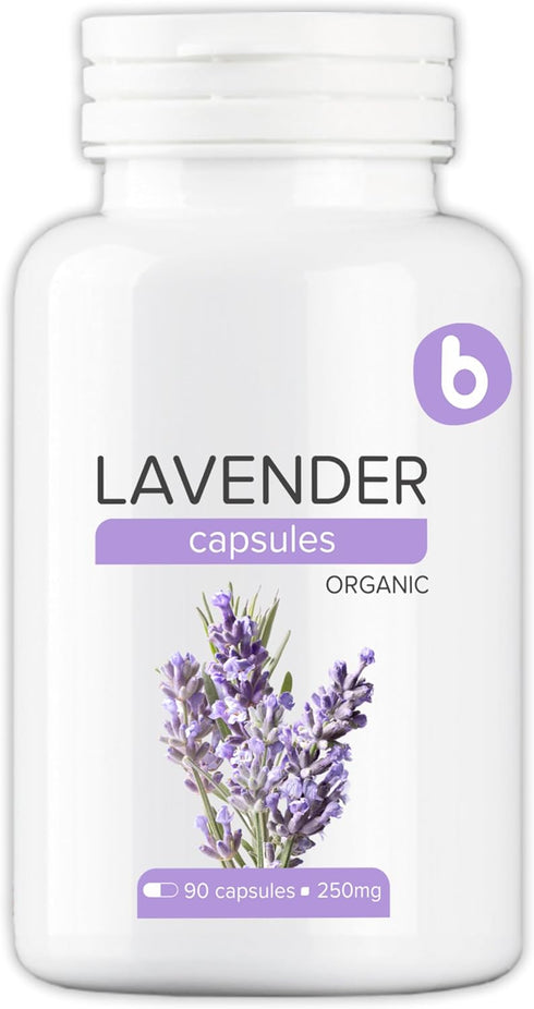 Organic Lavender Capsules - Natural Supplement for Relaxation and Balance, Non-GMO, Gluten-Free, 90 Vegan Capsules