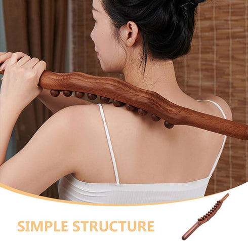 Wooden Massage Stick Self-Care Tool Compact Wood Massager for Home Travel Enhances Blood Flow Lymphatic Circulation