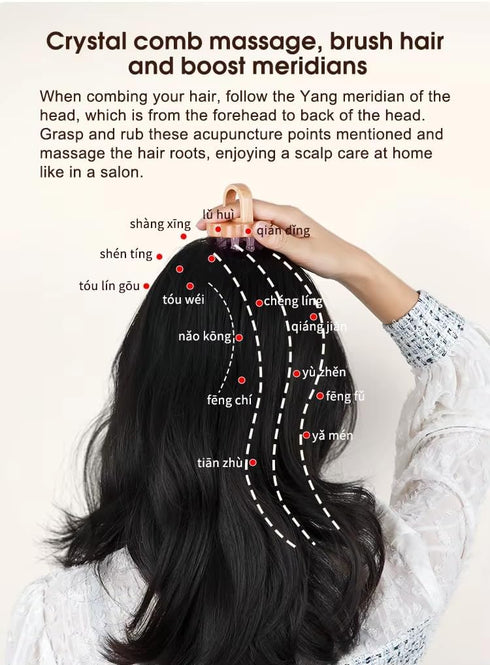 Scalp Massage Comb, Natural Jade Gua Sha and Wooden Massage Brush, Head Massager for Stress Relax,Scalp Care, Body