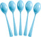 50 Pcs Heavy Duty Light Blue Disposable Plastic Spoons, Light Blue Plastic Cutlery