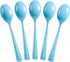 50 Pcs Heavy Duty Light Blue Disposable Plastic Spoons, Light Blue Plastic Cutlery