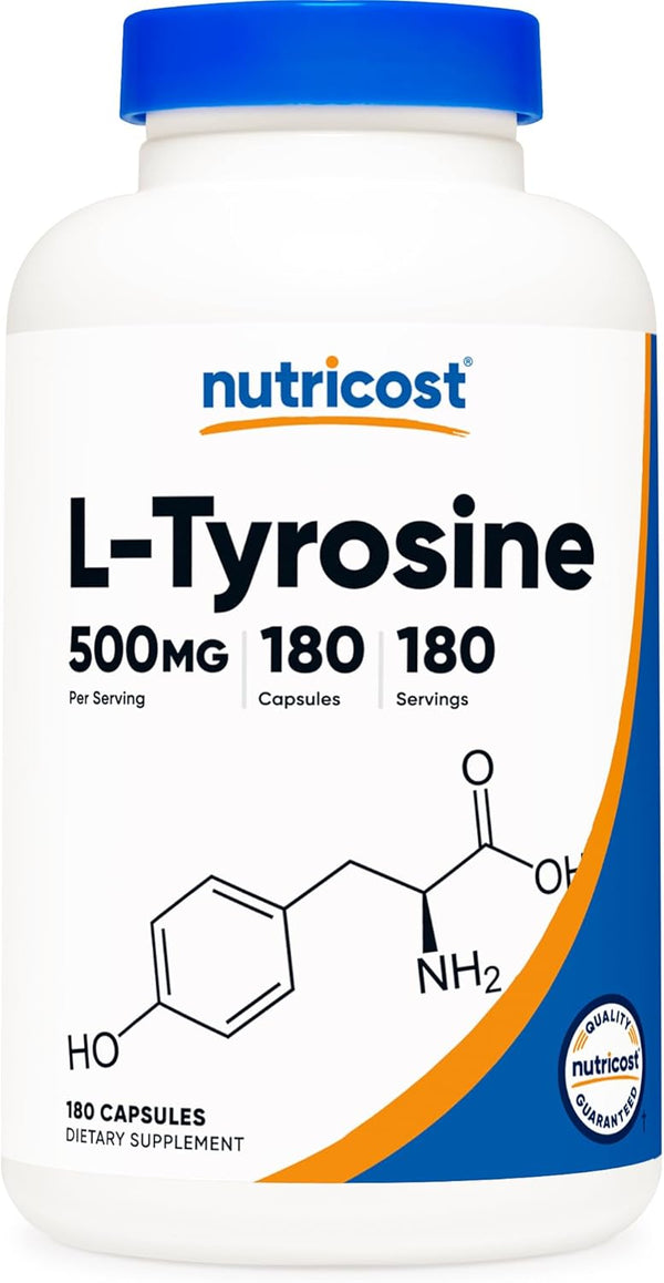 Nutricost L-Tyrosine 500mg, 180 Capsules, Gluten Free & Non-GMO
