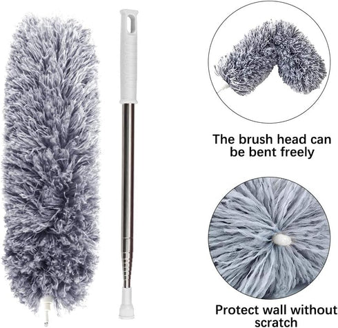 DELUX Extendable Microfiber Feather Duster with 100 Inch Long Pole, Bendable Head & Long Handle for Cleaning