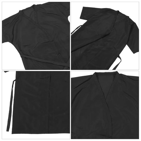 Lurrose Salon Client Gown Robes - Kimono Style Hair Cutting Smock for Clients, Black
