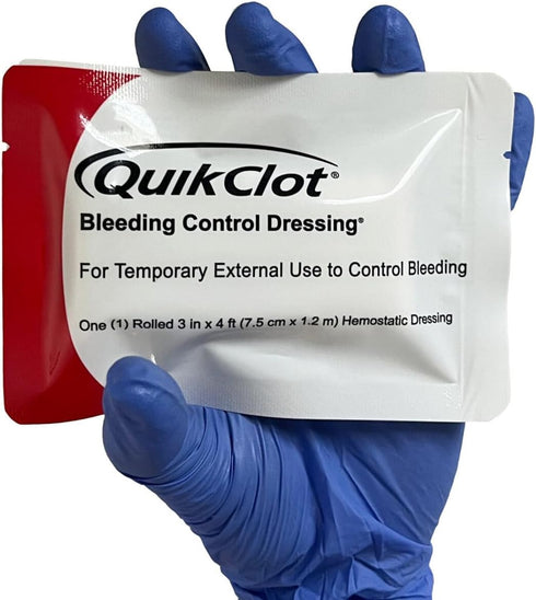 Hemmorhage 3" 48" (4ft) Lightning X Products QuikClot Clotting Gauze - Bleeding Control Dressing x - Public Access