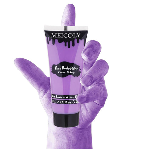 MEICOLY Cream Light Purple Face Body Paint, 2.37 oz, Water Based Full Body Paint for Adults and Kids, Lavender Violet