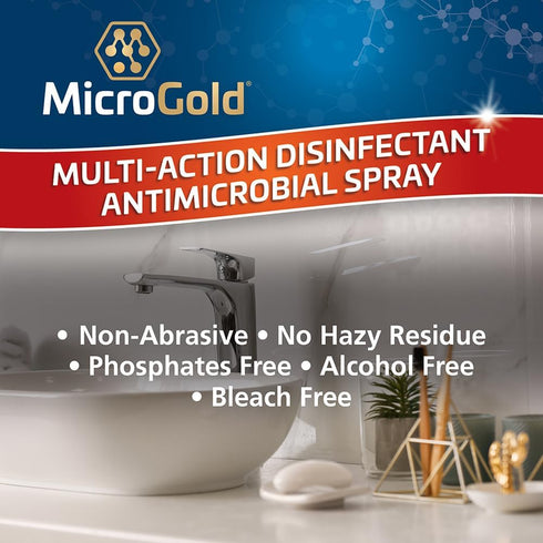 Multi-Action Disinfectant Antimicrobial Spray, 24 Fluid Ounces, Kills 99.9% of Viruses and Bacteria, 6 Pack, Tested for