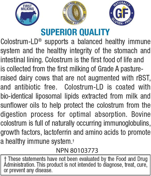 Colostrum-LD Colostrum Capsules - 120 Count with Liposomal Delivery