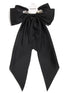 SUSULU Women's Satin Silk Bow Hair Accessories, Metal Clips with Long Tail Ribbon Hairpins (2pcs, Burgundy Black)