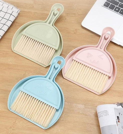 Small Broom and Dustpan Set, Mini Clean Brush with Dust Pan for Desktop, Cute Hand Broom Set (3PCS)